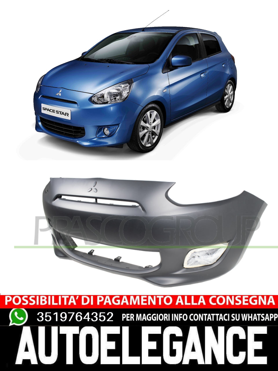 Paraurti Prasco Anteriore CON PRIMER TRACCE FENDI per MITSUBISHI MIRAGE 6400D340