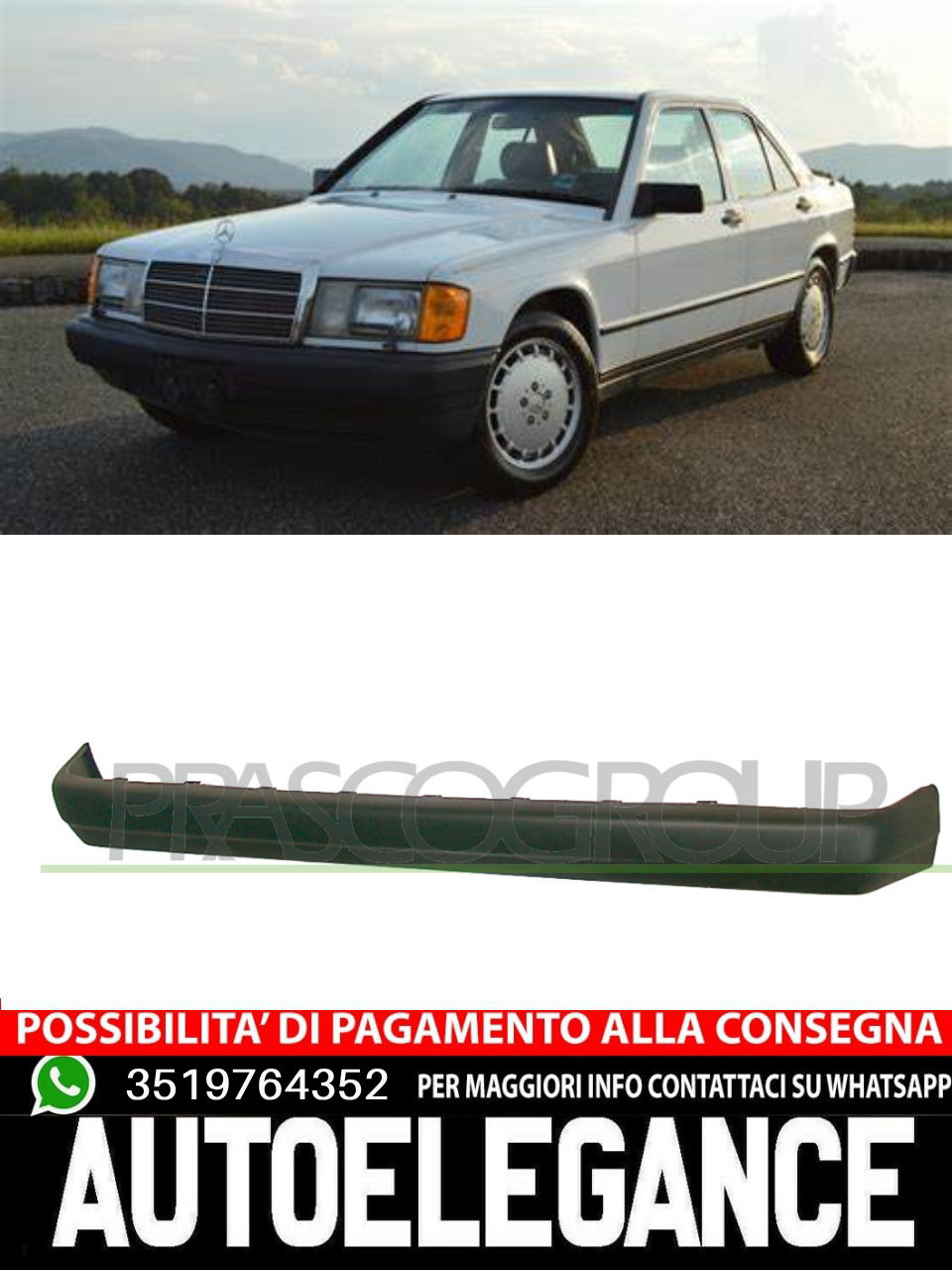Paraurti posteriore CON PRIMER PER MERCEDES 190 W201 1989   1993 201 885 13 21