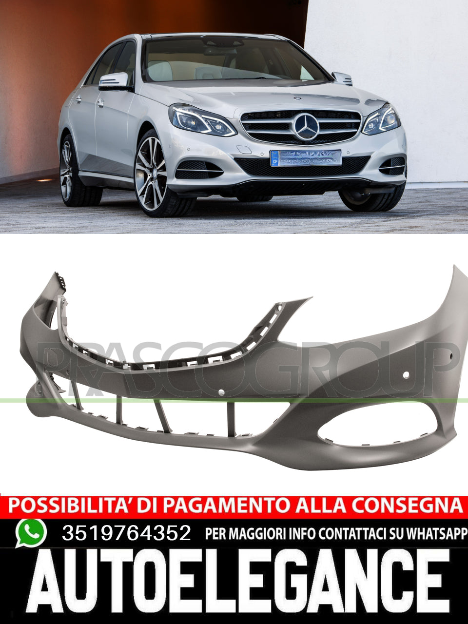 Paraurti Prasco Anteriore CON PRIMER Per Mercedes Classe E 400 350 220 200 #1K