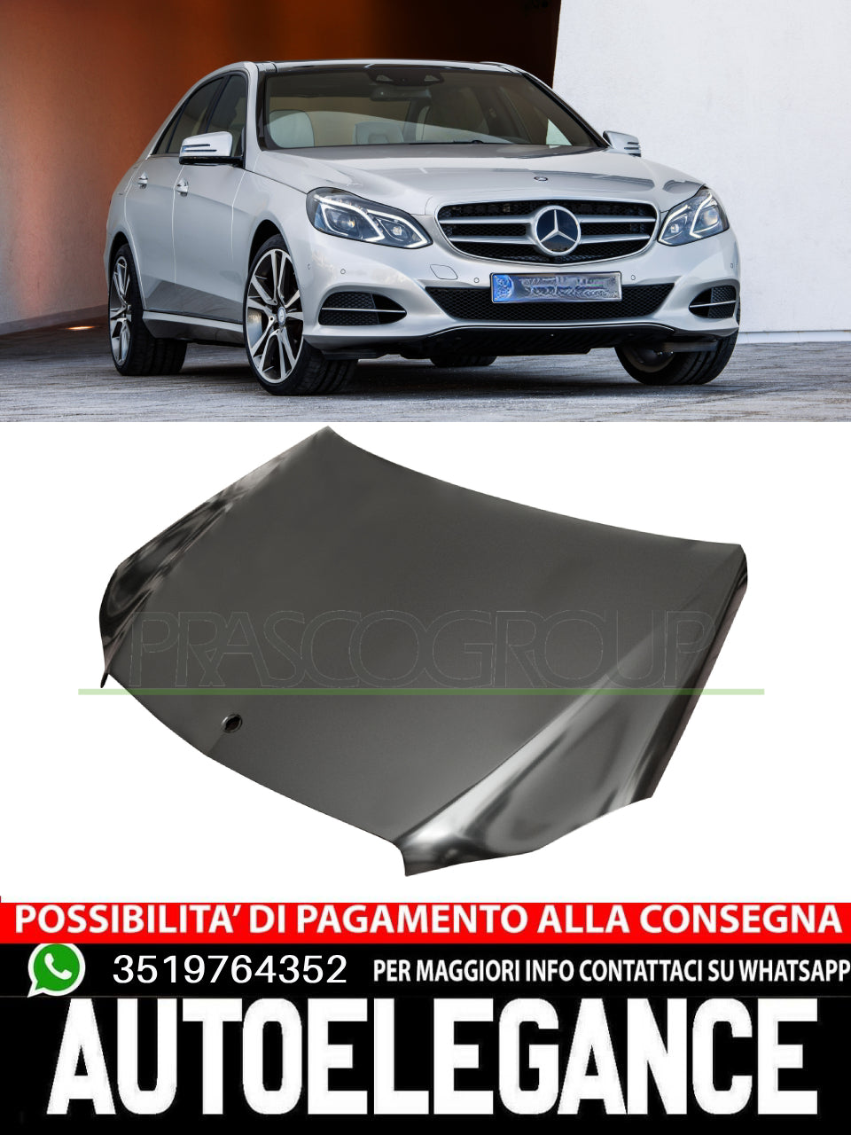Cofano Anteriore ALLUMINIO Prasco Per Mercedes Classe E 400 350 220 200