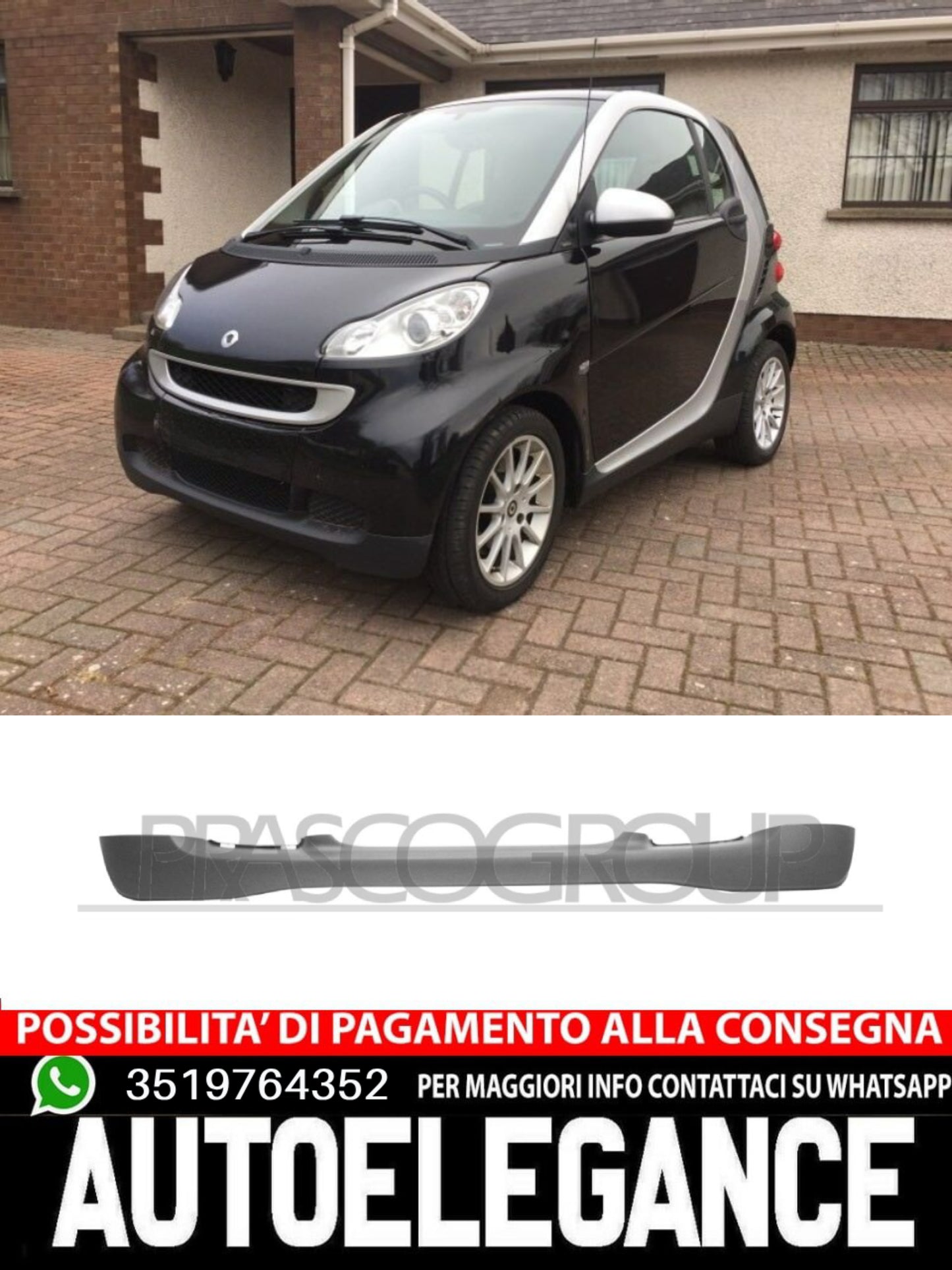 Spoiler Paraurti Prasco Anteriore CON PRIMER Per Smart Fortwo  A451 885 0025