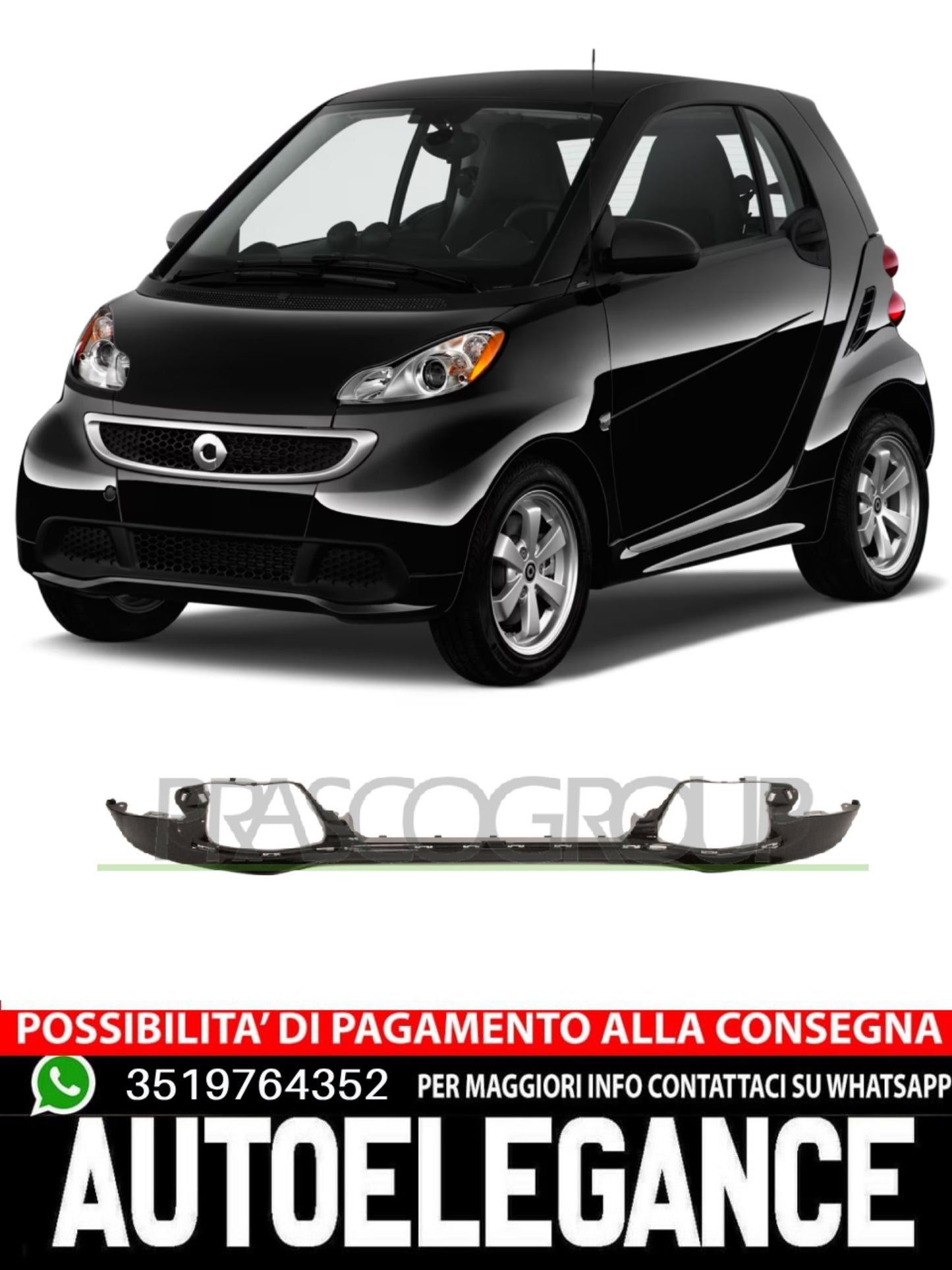 Spoiler Paraurti Prasco Anteriore Per Smart Fortwo #Cx A4518850225