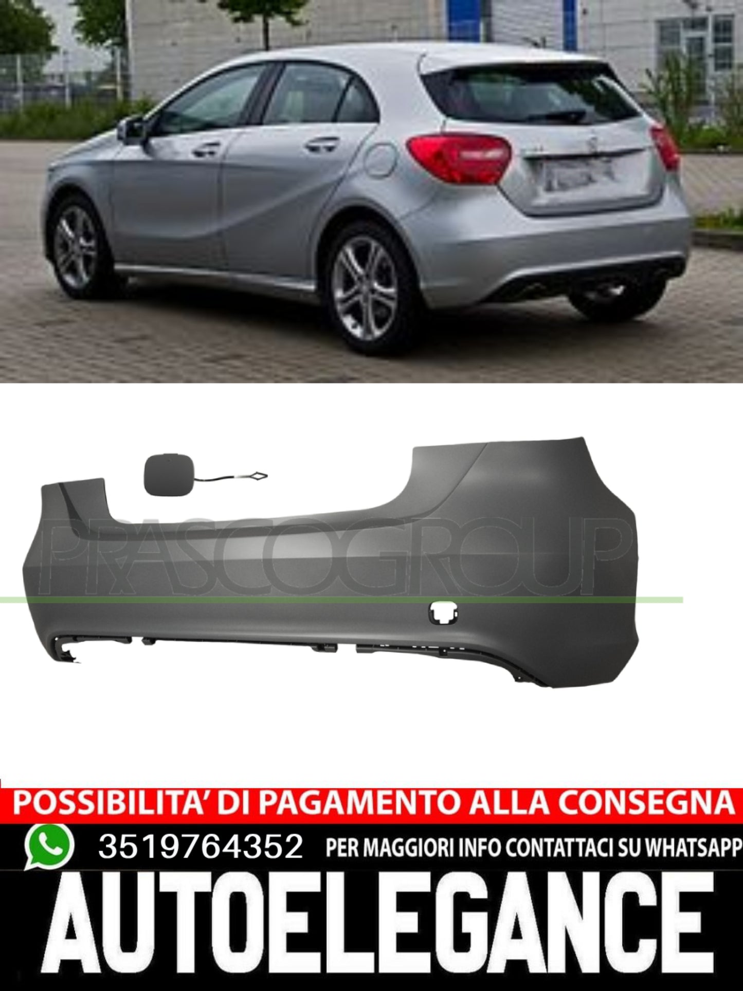 Paraurti Prasco Posteriore CON PRIMER per MERCEDES CLASSE A 250 220 200 180 160