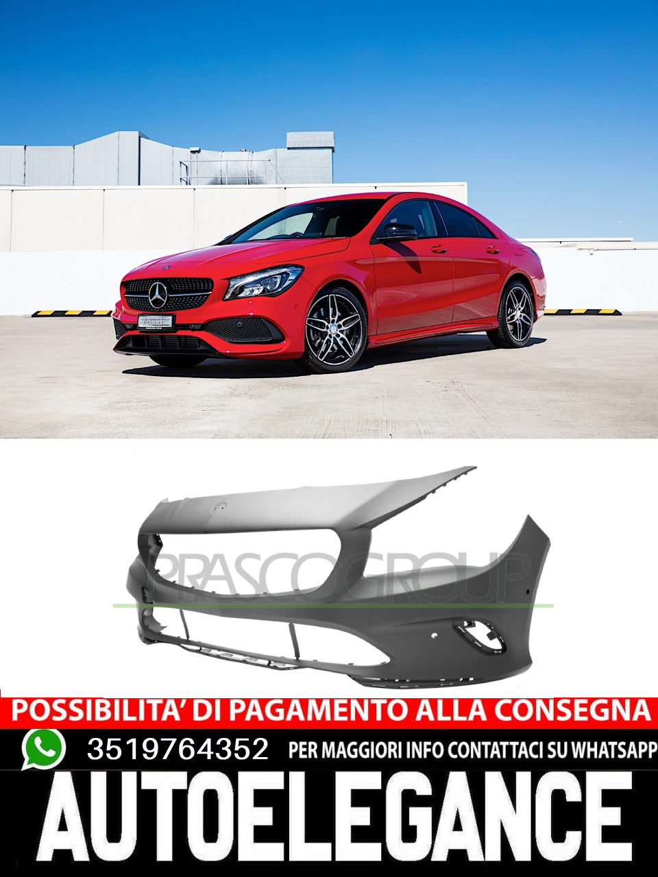 Paraurti Prasco Anteriore CON PRIMER FORI PDC per MERCEDES CLA 250 220 200 180
