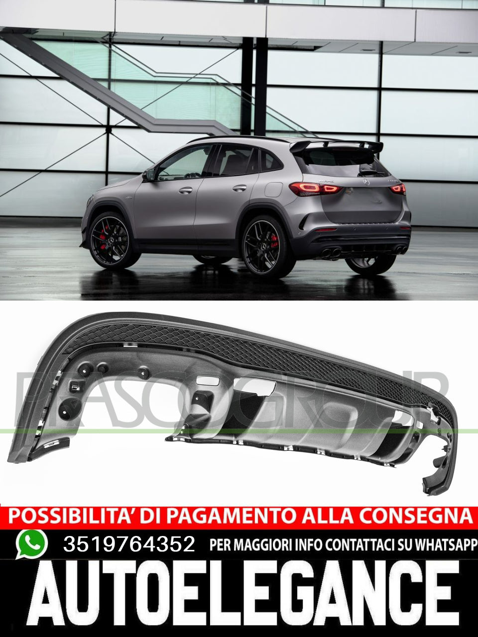 Paraurti Prasco Posteriore INFERIORE  per MERCEDES CLASSE GLA AMG45 45