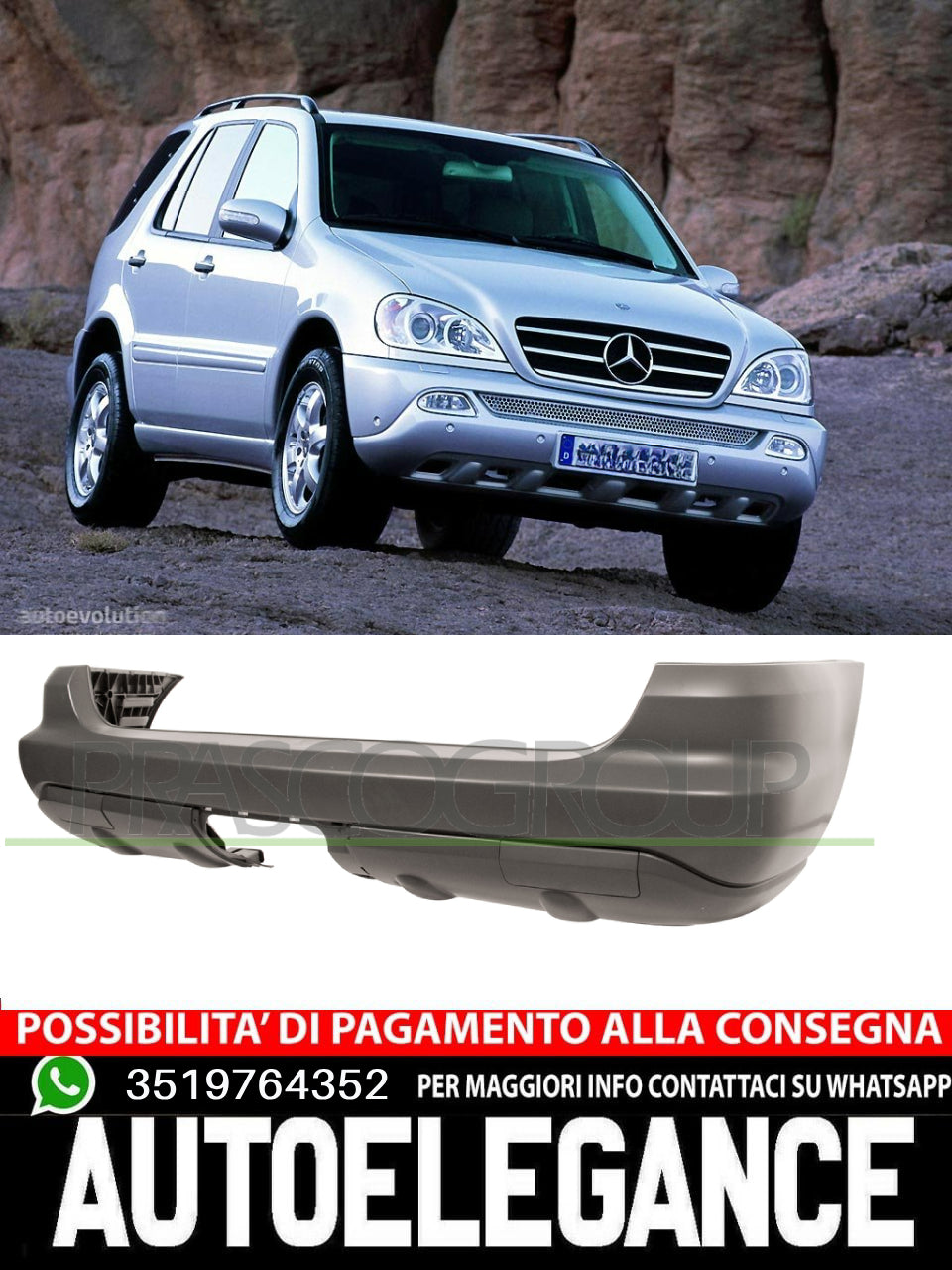 Paraurti Prasco CON PRIMER SENZA FORI PDC per Mercedes Benz  A1638807071