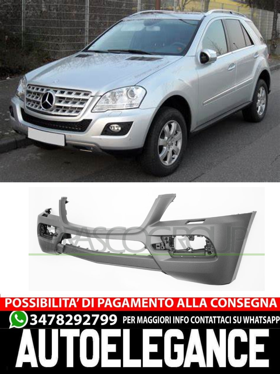 Paraurti Prasco Anteriore CON PRIMER FORI PDC per MERCEDES CLASSE M ML