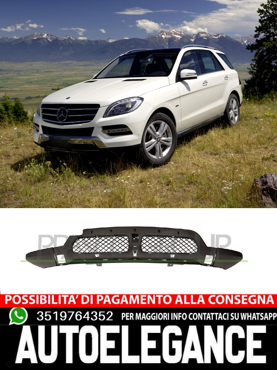 Spoiler paraurti ant nero per Mercedes ML Class (W166) 11/11-02/15 A1668857025
