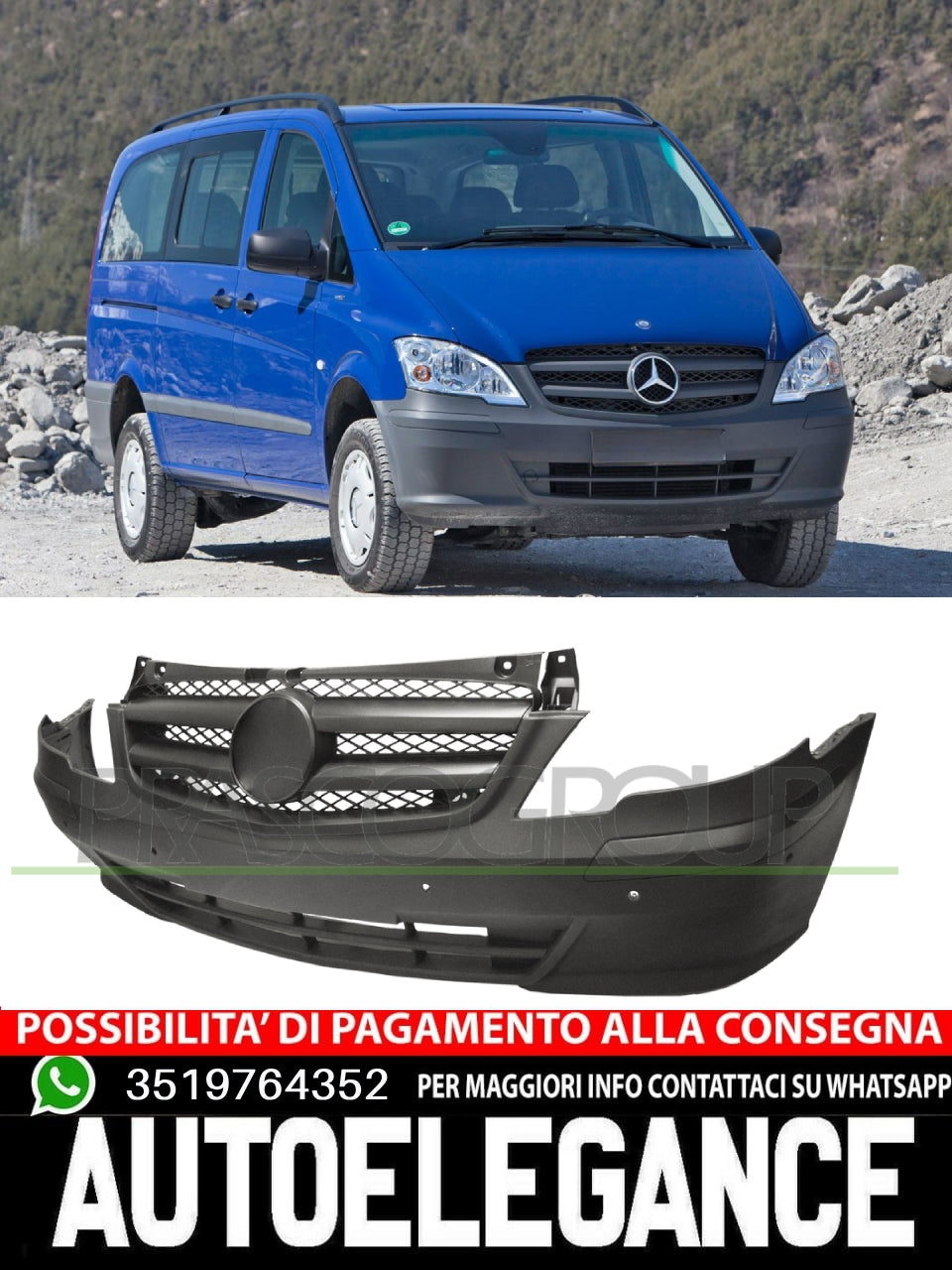 Paraurti Prasco Anteriore +PRIMER per MERCEDES VITO W639 126 122 120 119 116 115
