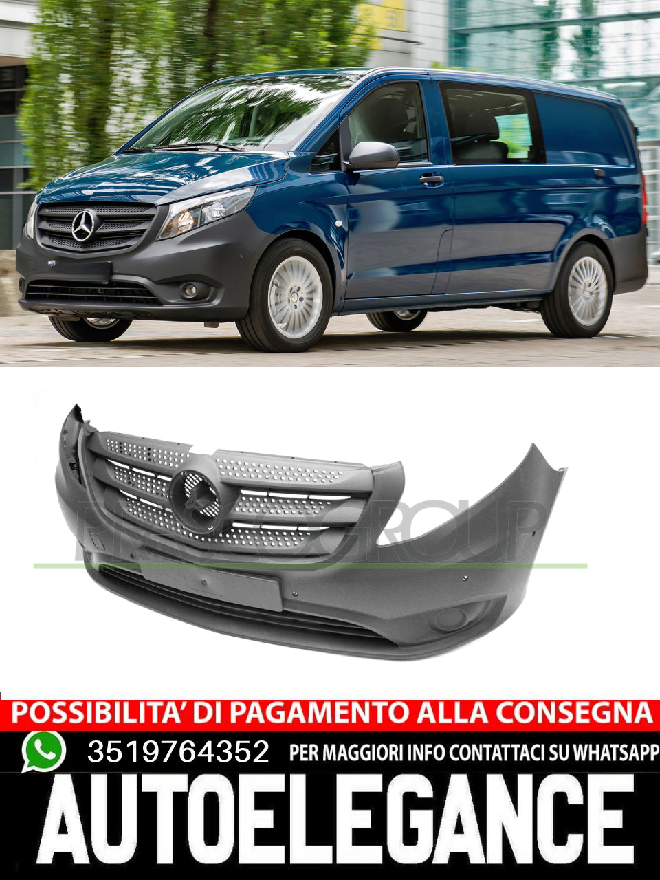 Paraurti Prasco Anteriore per MERCEDES VITO 119 116 114 111 109  A44788505259B51