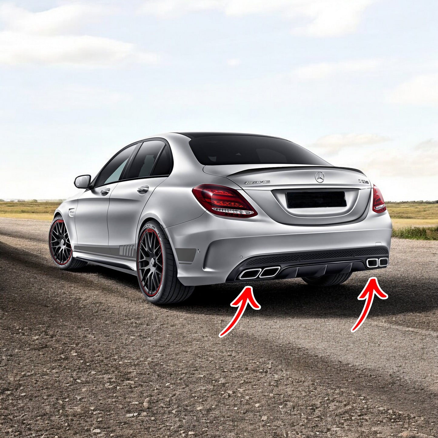 🔥Paraurti posteriore C63 AMG Facelift Look per Mercedes Classe C (W205) Berli🔥
