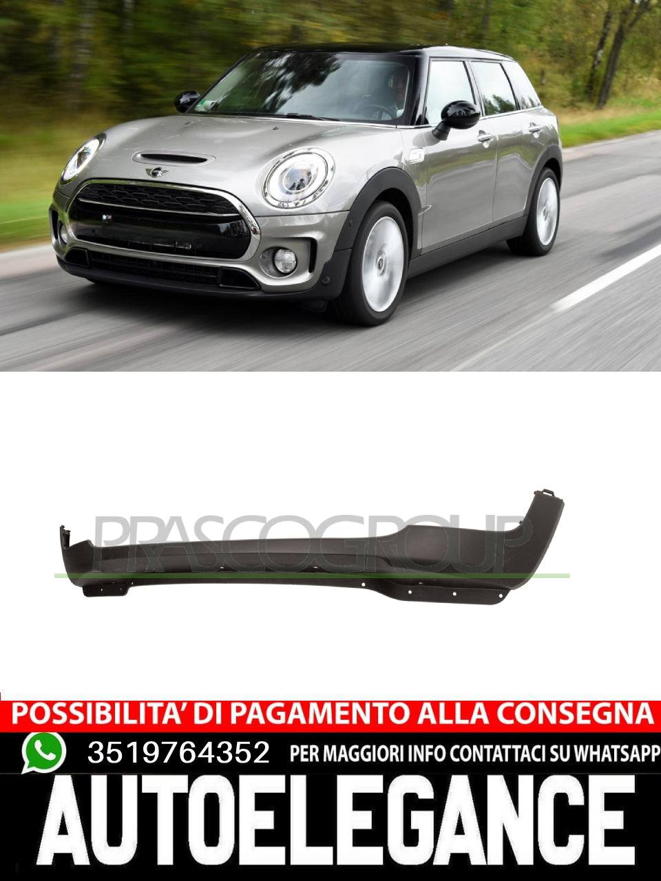 Spoiler Paraurti ANTERIORE-NERO  Prasco Anteriore Per Mini 51112756495