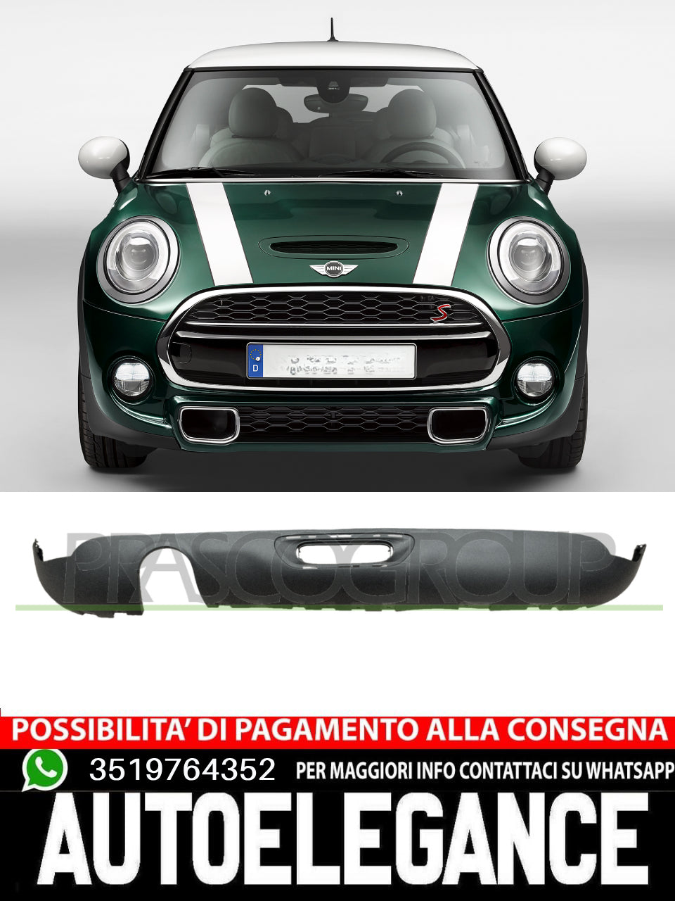 Spoiler Paraurti Prasco Posteriore CON TRACCE PDC Per Mini #Dp 51127380028