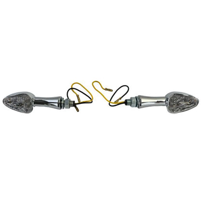 Set di indicatori di direzione a LED in vetro trasparente cromato universale per moto SPIRIT con E-Mark