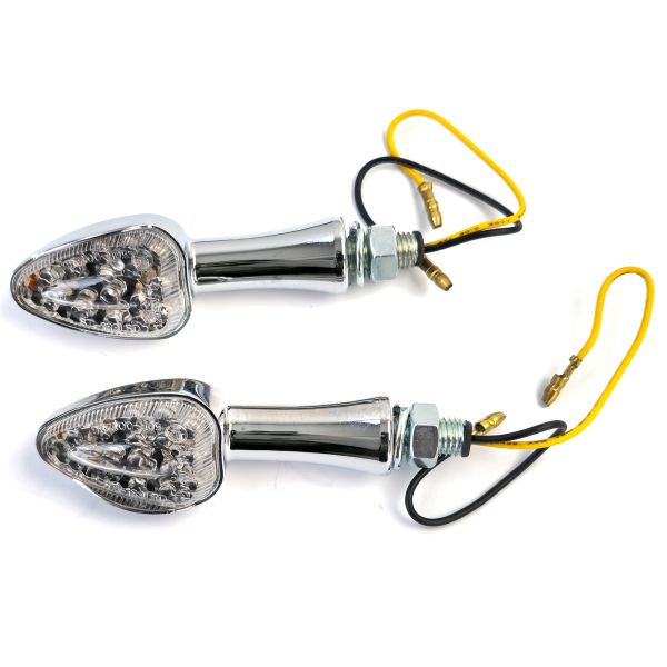 Set di indicatori di direzione a LED in vetro trasparente cromato universale per moto SPIRIT con E-Mark