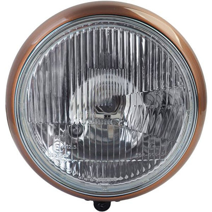 ⭐Universale 7 "Faro Moto In Vetro Scanalato Rame Nero con E-Mark⭐