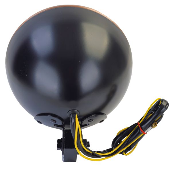 ⭐Universale 7 "Faro Moto In Vetro Scanalato Rame Nero con E-Mark⭐