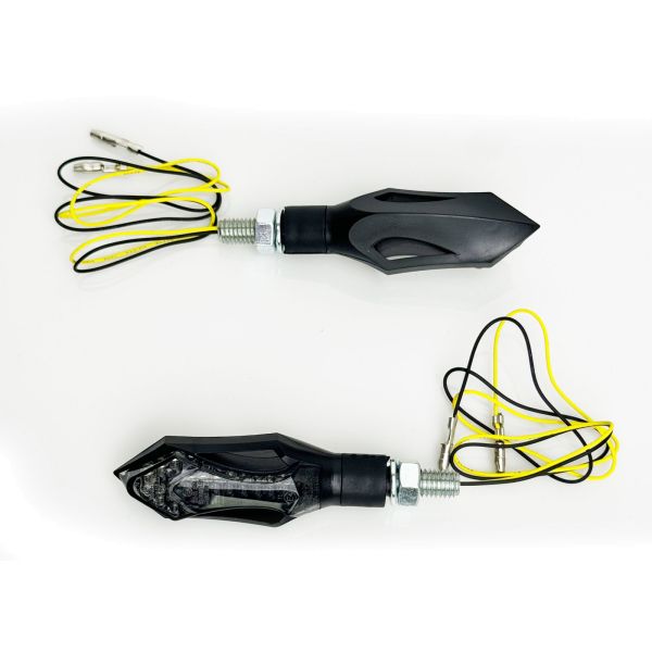 Universal Motorcycle LED Turn Signal Set HATCH SMOKE with E-Mark