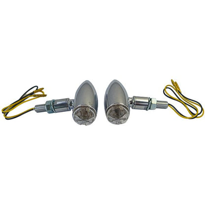 ⭐Set di indicatori di direzione a LED per moto cromato universale MICRO BULLET
