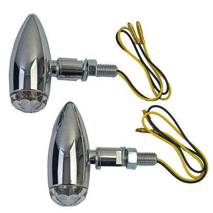 ⭐Set di indicatori di direzione a LED per moto cromato universale MICRO BULLET