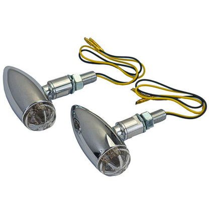 ⭐Set di indicatori di direzione a LED per moto cromato universale MICRO BULLET