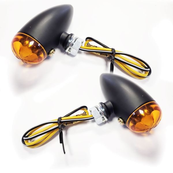 ⭐Set di indicatori di direzione alogeni universali per moto BULLET nero giallo