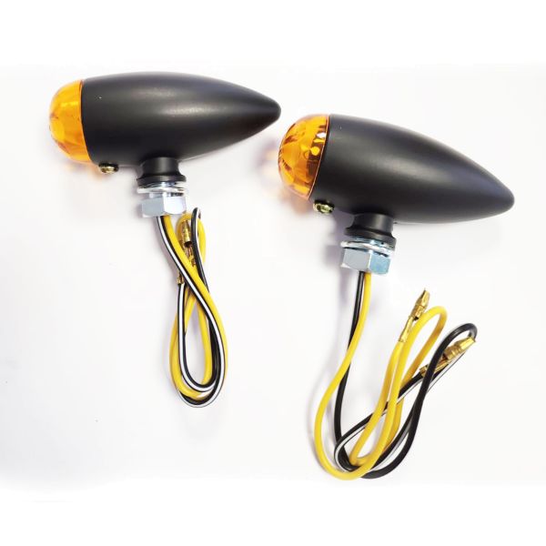 ⭐Set di indicatori di direzione alogeni universali per moto BULLET nero giallo