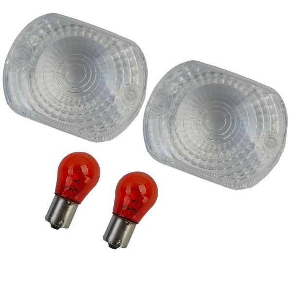 Lenti degli indicatori di direzione in vetro trasparente con lampadina per Kawasaki con marchio E