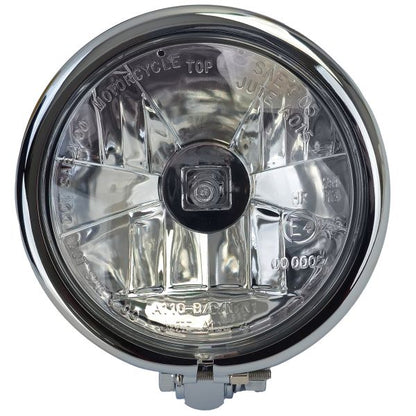 ⭐Universal Clear Glass H3 Motorcycle Headlight Chrome Steel Housing⭐