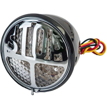 ⭐Universal Motorcycle LED Tail Light STOP Chrome Black with E-Mark⭐