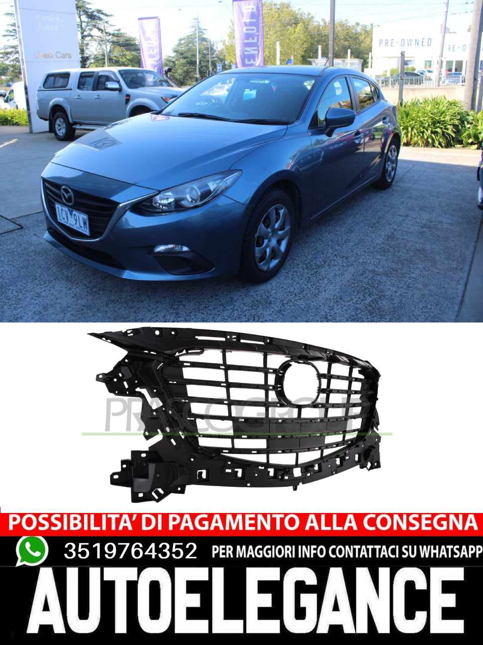 Griglia radiatore NERA anteriore Prasco per MAZDA 3 BADH50712C