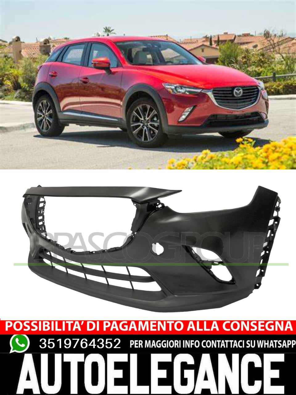Paraurti Prasco Anteriore per MAZDA CX-3 no primer con TRACCE LAVAFARI