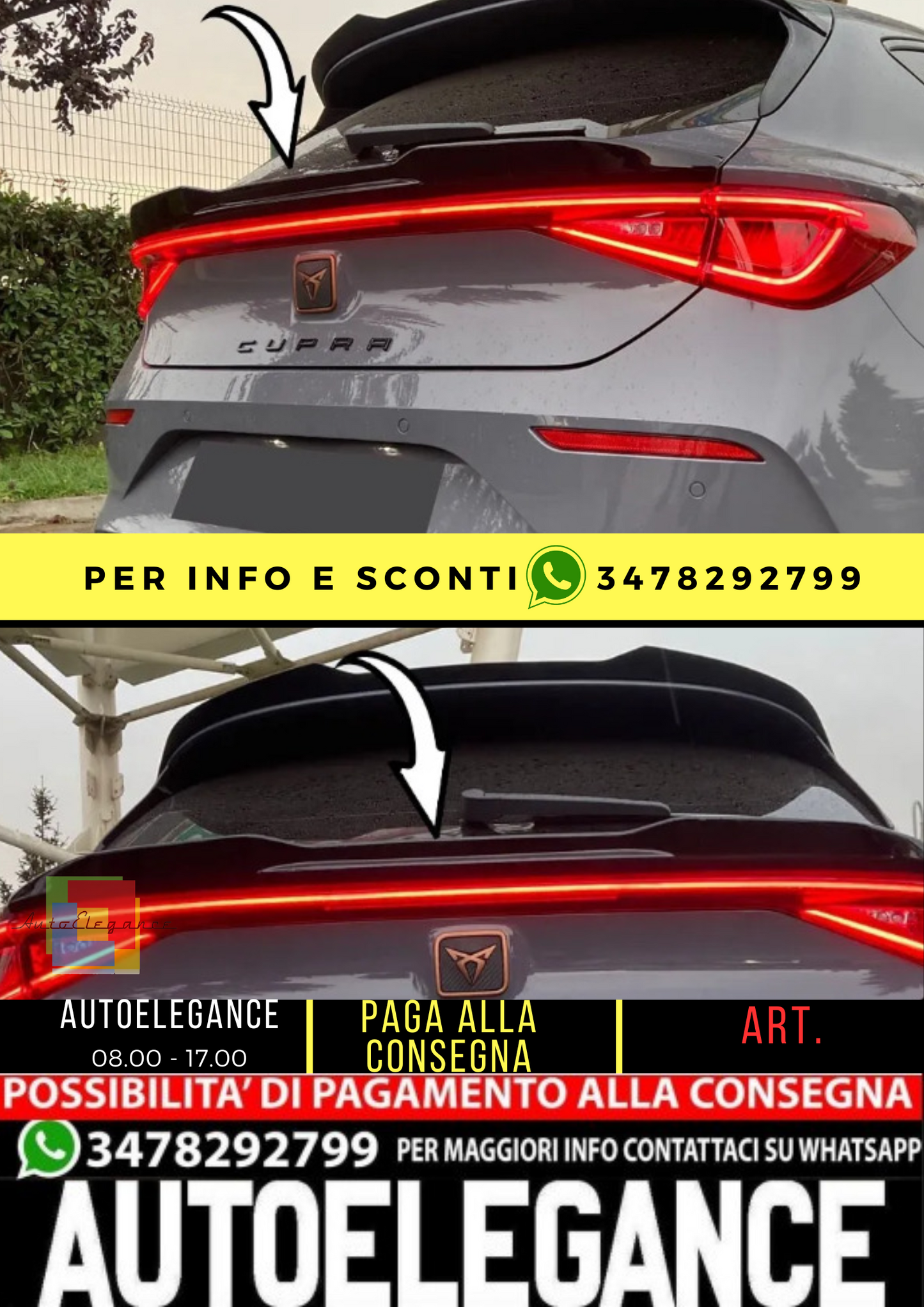 ⭐ Estensione Spoiler Posteriore compatibile con CUPRA Leon 2020+ Nero Lucido⭐