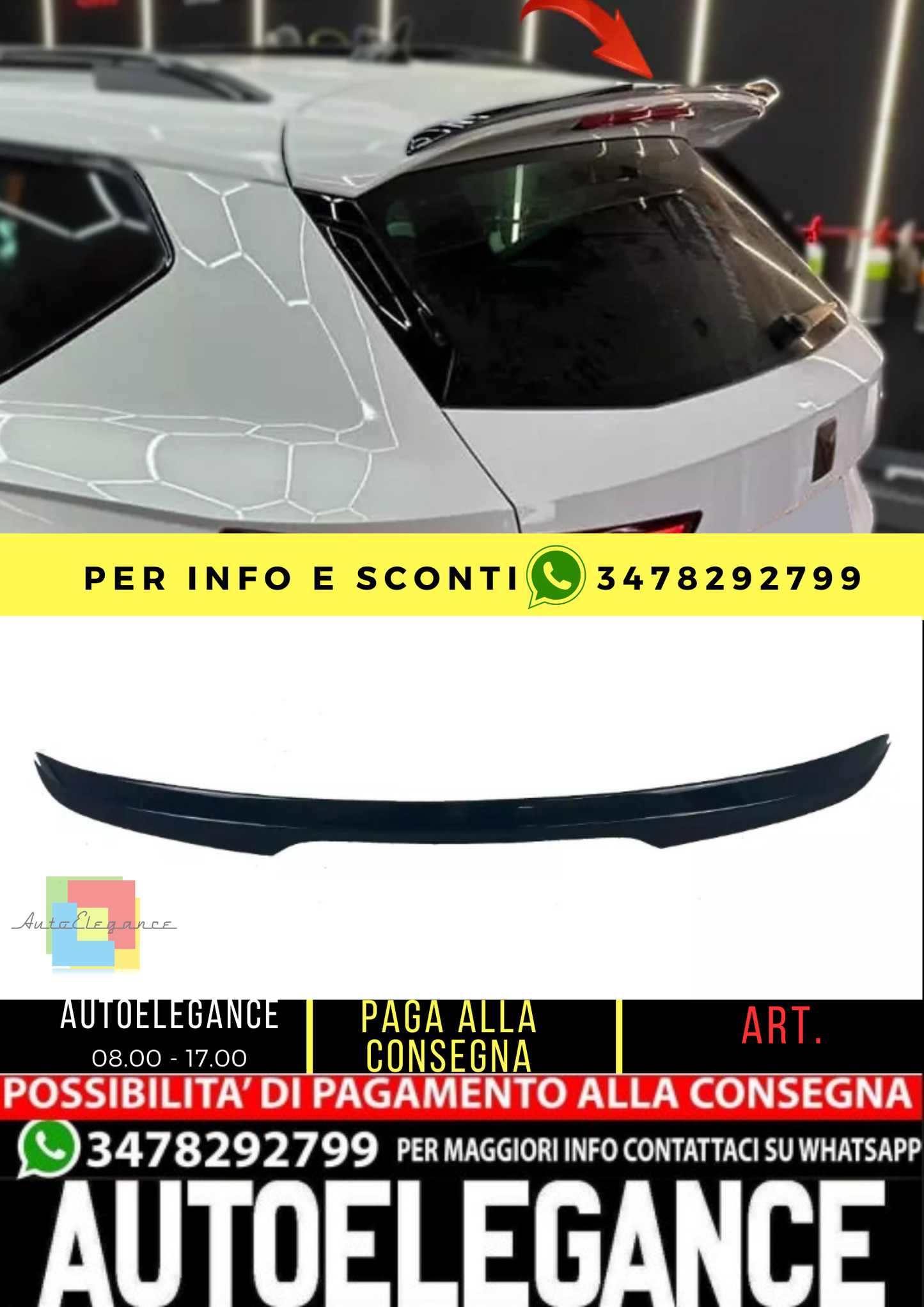 ⭐Spoiler sul tetto compatibile con CUPRA Ateca 2018+ estensione spoiler poster⭐