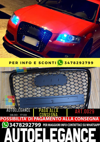 ⭐  0029 GRIGLIA ADATTO PER AUDI RS3 A3 8P 2004-2008 LOOK RS3 NERA   ⭐