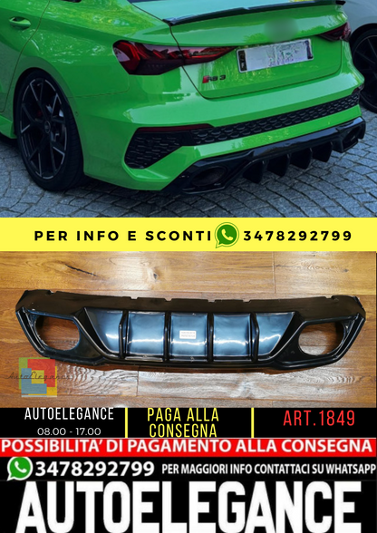 ⭐1849 DIFFUSORE ADATTO PER AUDI A3 8Y BERLINA RS3 LOOK TUNING NERO LUCIDO⭐