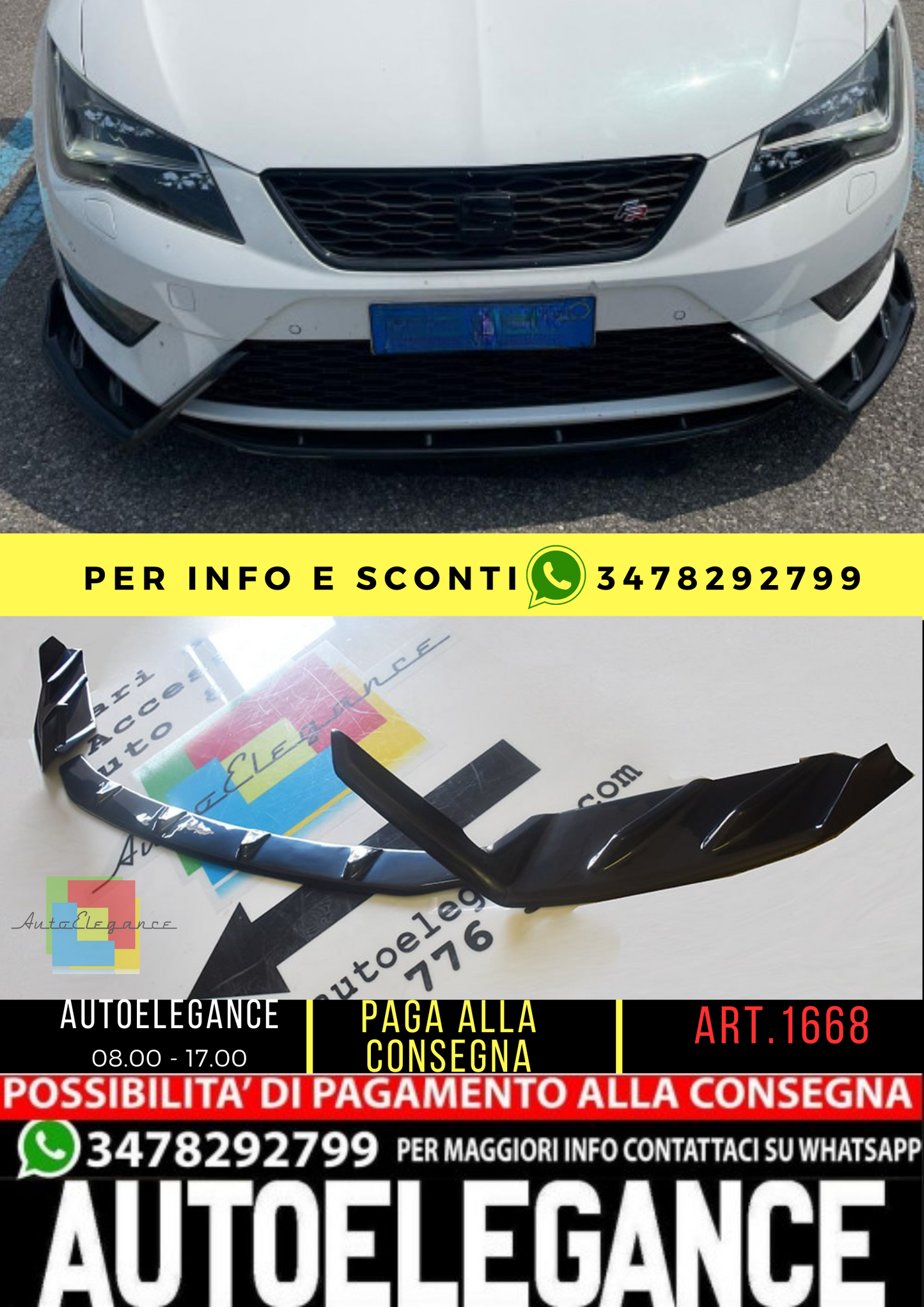 ⭐1668 SPLITTER ADATTO PER LEON 5F 2012-2016 FR LOOK LENZ DESIGN ⭐