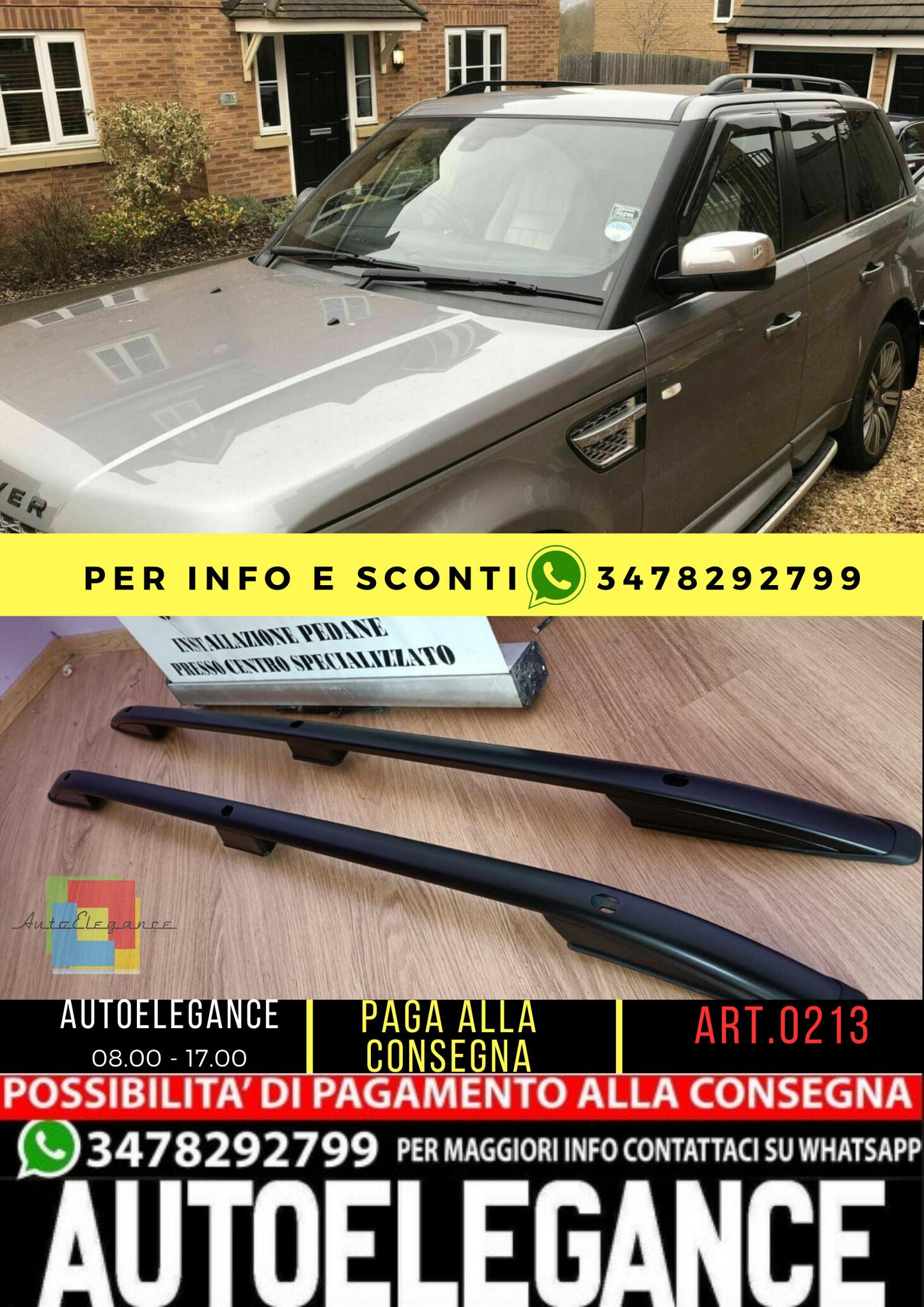 ⭐0213 RANGE ROVER SPORT 2005-2013 BARRE SUL TETTO MANCORRENTI NERI PORTAPACCHI⭐