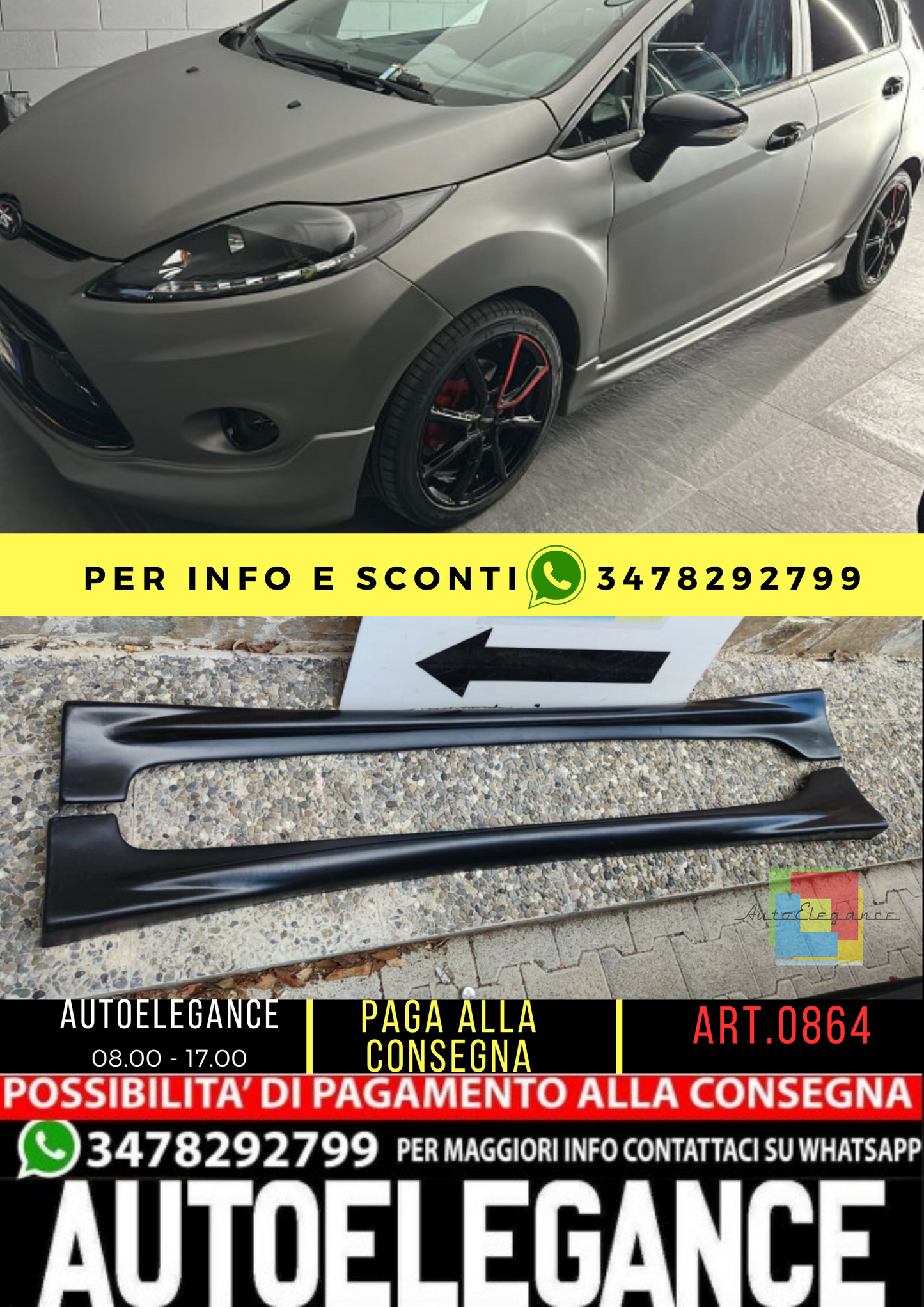⭐0864 MINIGONNE LATERALI FORD FIESTA VI 5 PORTE LOOK ST / ZETEC S⭐