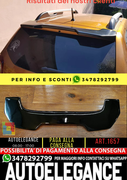 ⭐1657 SPOILER TETTO PER DACIA DUSTER 2 18-21 LOOK SAFARI NERO LUCIDO ⭐