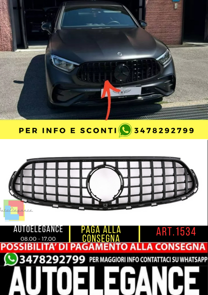 ⭐1534 GRILLE FOR MERCEDES BENZ GLC SUV X254 C254 COUPE 2022+ AMG GT LOOK BLACK⭐