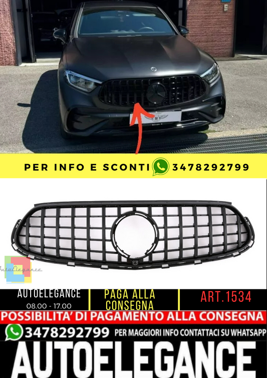 ⭐1534 GRILLE FOR MERCEDES BENZ GLC SUV X254 C254 COUPE 2022+ AMG GT LOOK BLACK⭐