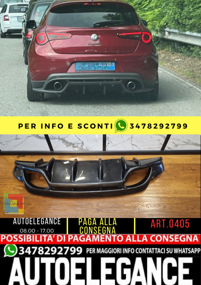 ✨0405 DIFFUSORE POSTERIORE ADATTO PER ALFA ROMEO GIULIETTA NERO LUCIDO✨