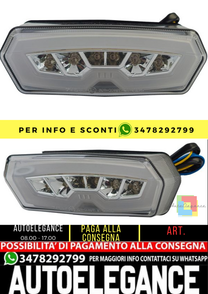 ⭐Fanale posteriore a LED per moto + indicatore barra luminosa in vetro traspare⭐