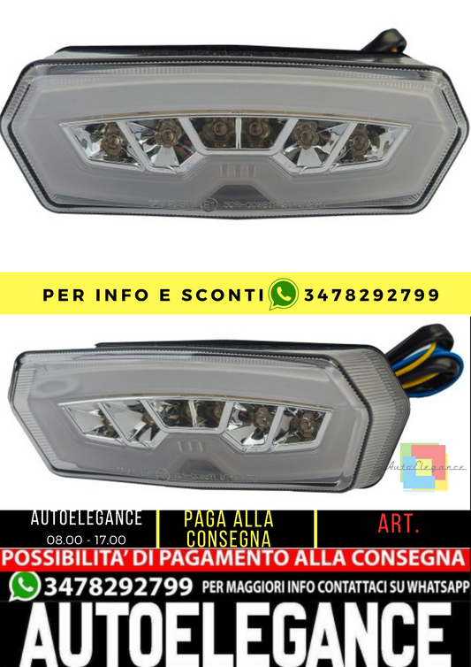 ⭐Fanale posteriore a LED per moto + indicatore barra luminosa in vetro traspare⭐