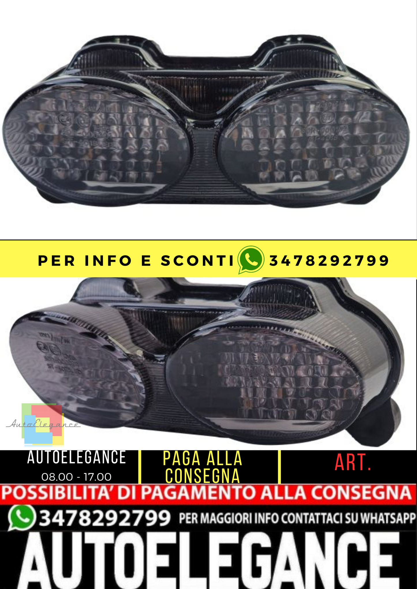 ⭐Fanale posteriore moto in vetro trasparente fumé per Kawasaki Ninja ZX-6R ZX-9⭐