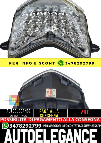 ⭐Fanale posteriore moto a LED in vetro trasparente cromato per Kawasaki Ninja Z⭐