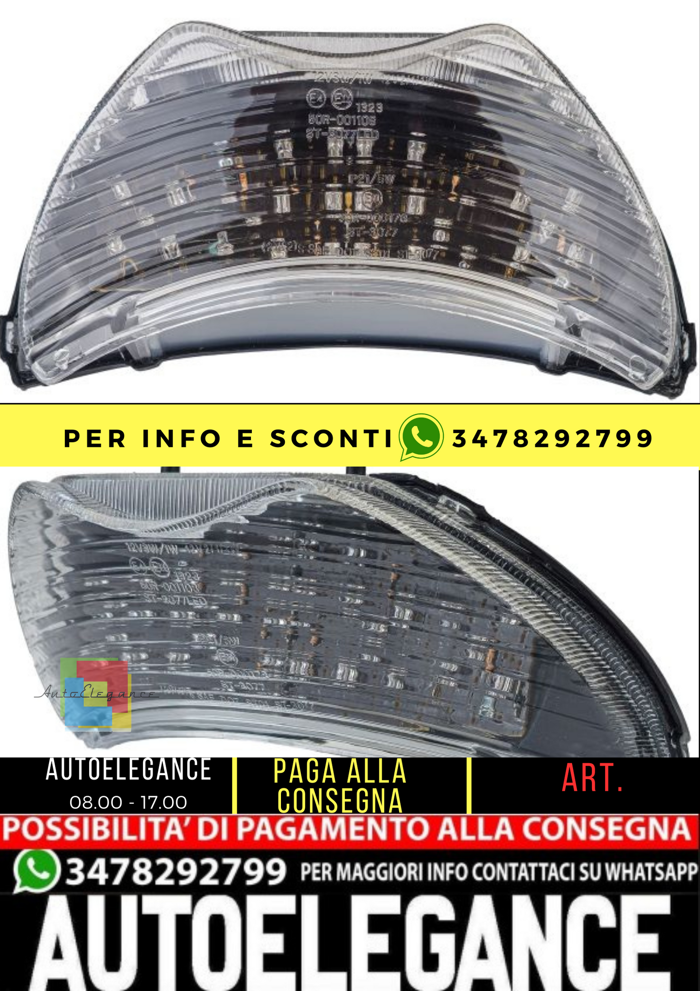 ⭐Fanale posteriore moto a LED in vetro trasparente per Honda CBR 600 F4 99-06⭐