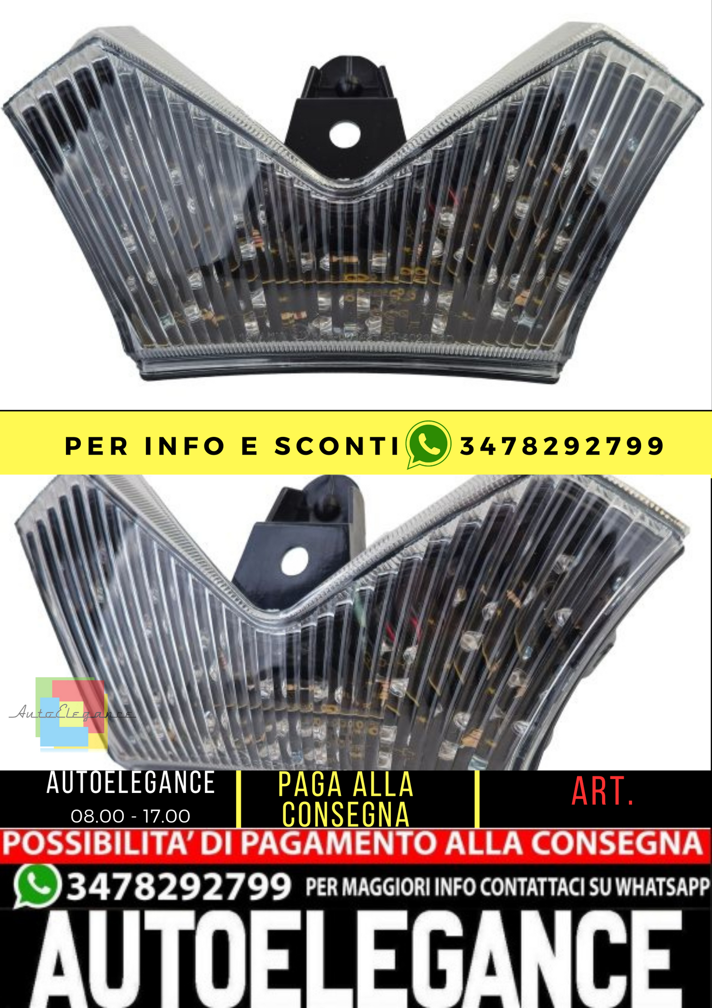 ⭐Fanale posteriore moto a LED in vetro trasparente per Kawasaki ZX14 ZX14R ZZR1⭐