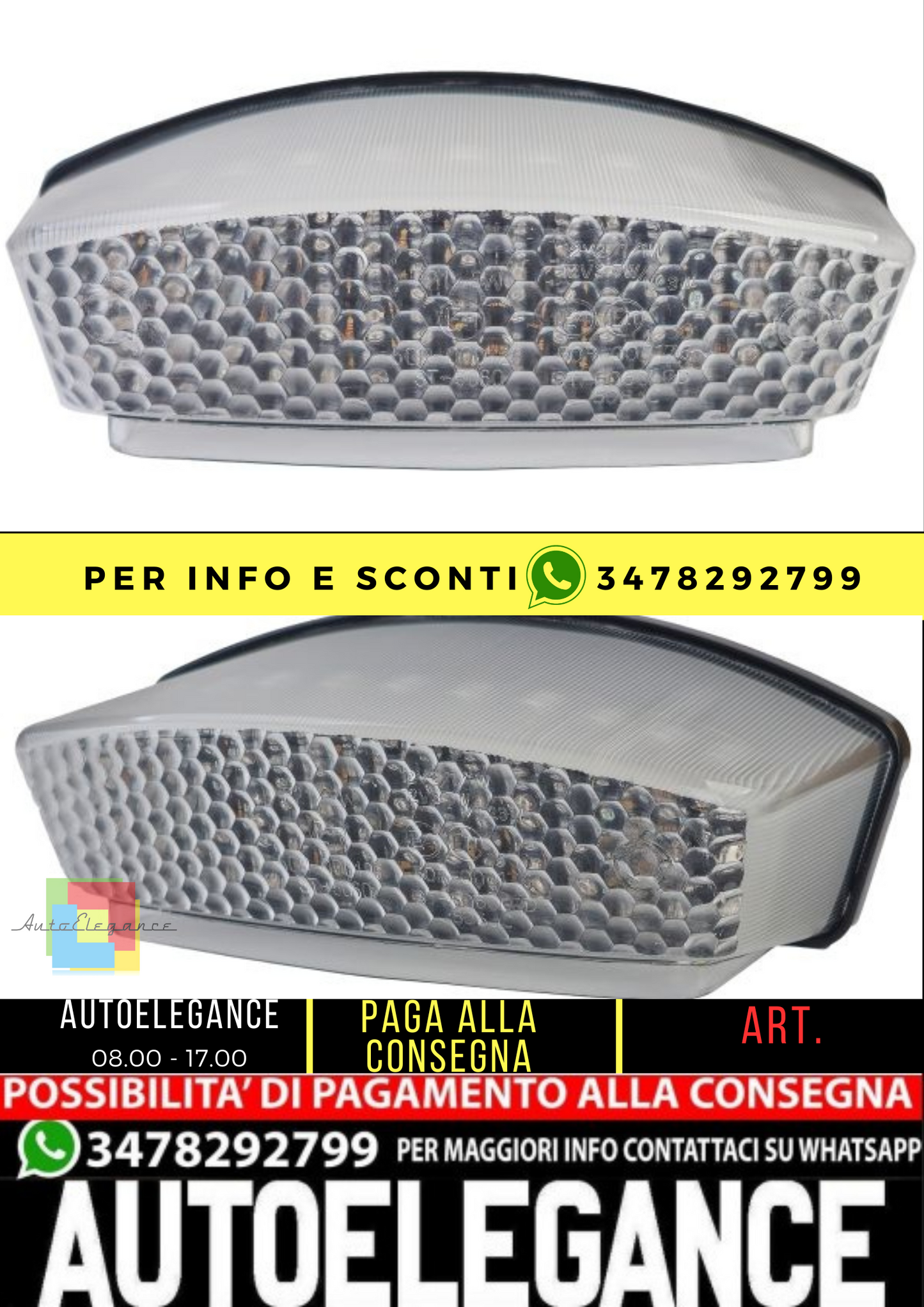 ⭐Fanale posteriore moto a LED bianco per Ducati Monster 94-08 ⭐